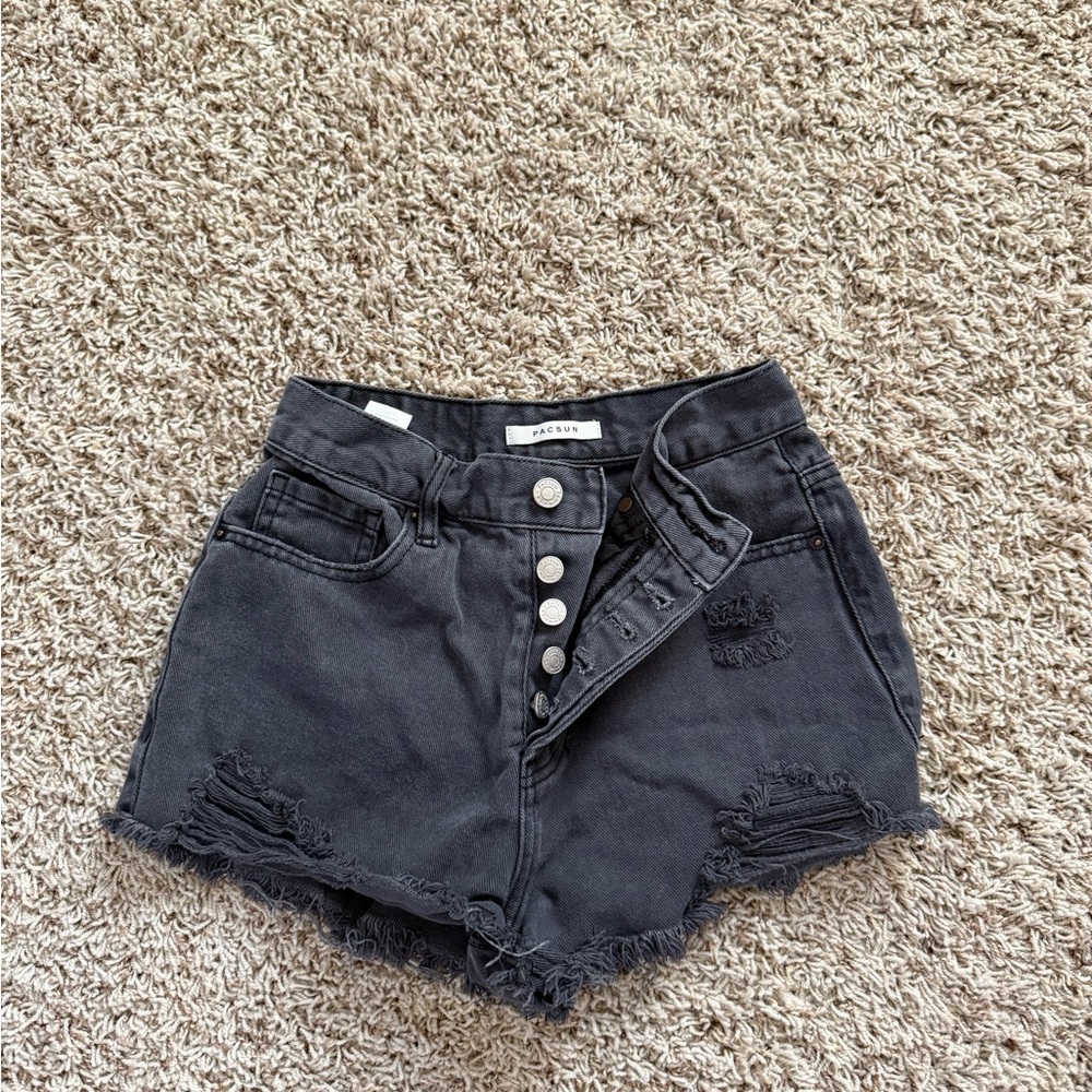 PacSun Black Jean Shorts Distressed High-Waisted